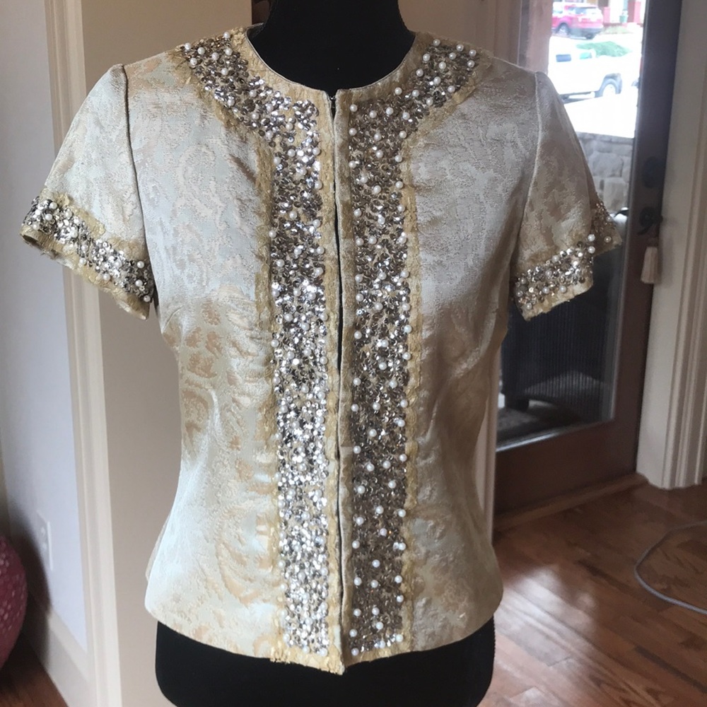 WDNY Gold Brocade Beaded Jacket